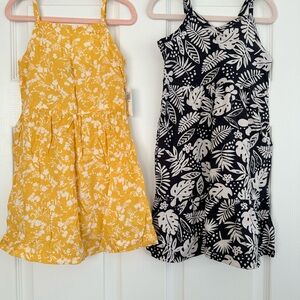 Floral Yellow and Black Kids Dresses